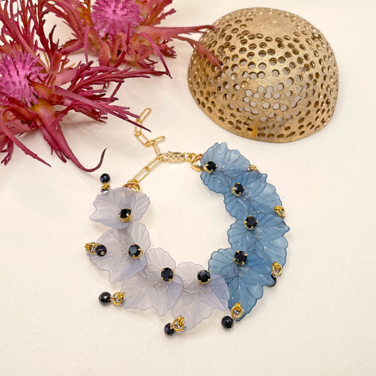 Elanor Bracciale con Foglie Blu e Grigie