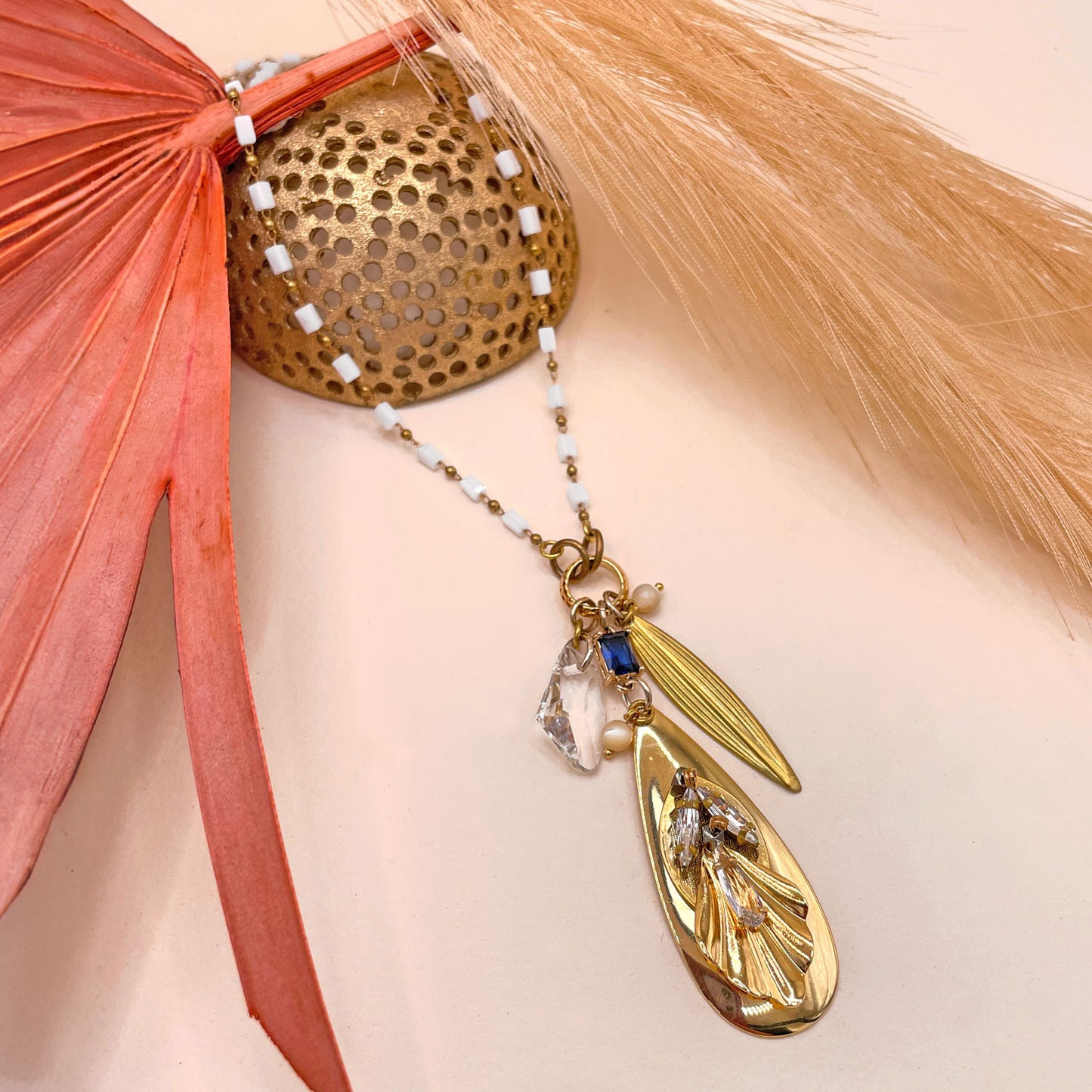 Alchemilla Long Necklace with Glass Chain