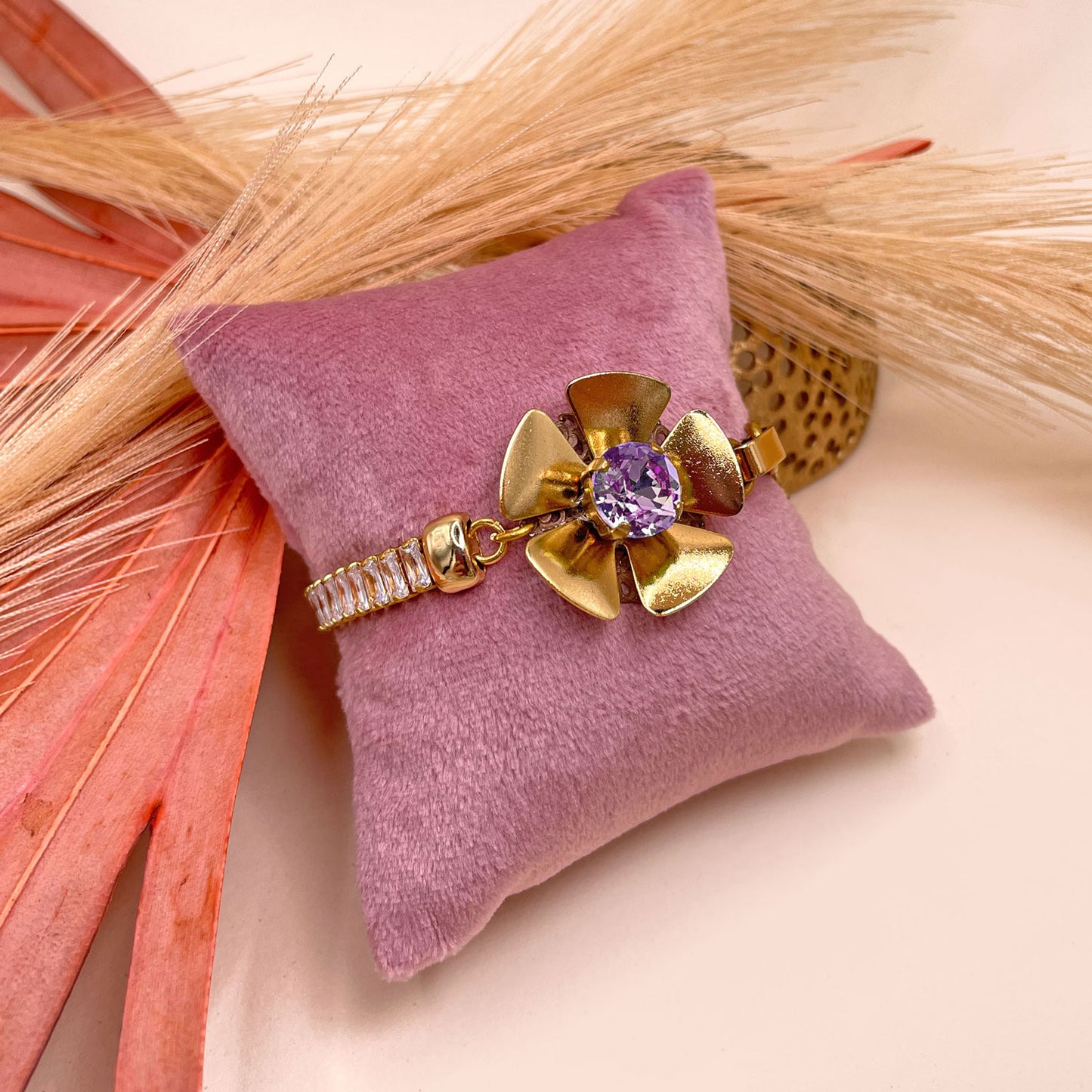 Hibiscus Bracciale con Fiore e Zirconi