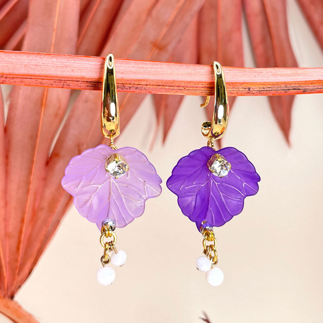 Elanor Violet and Lilac Earrings with Hook