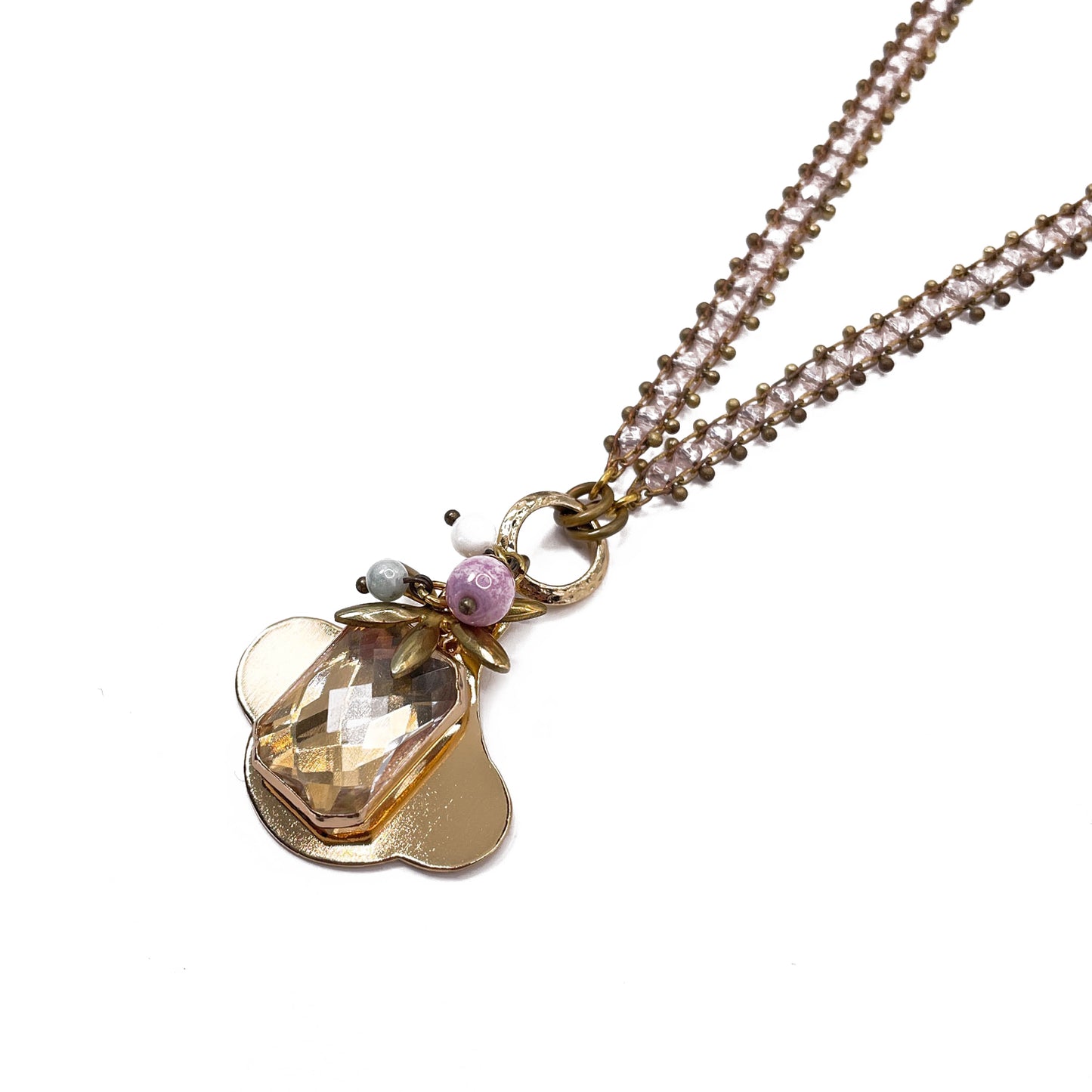 Frutti Di Bosco Collana Rosa con Catena di Cristalli