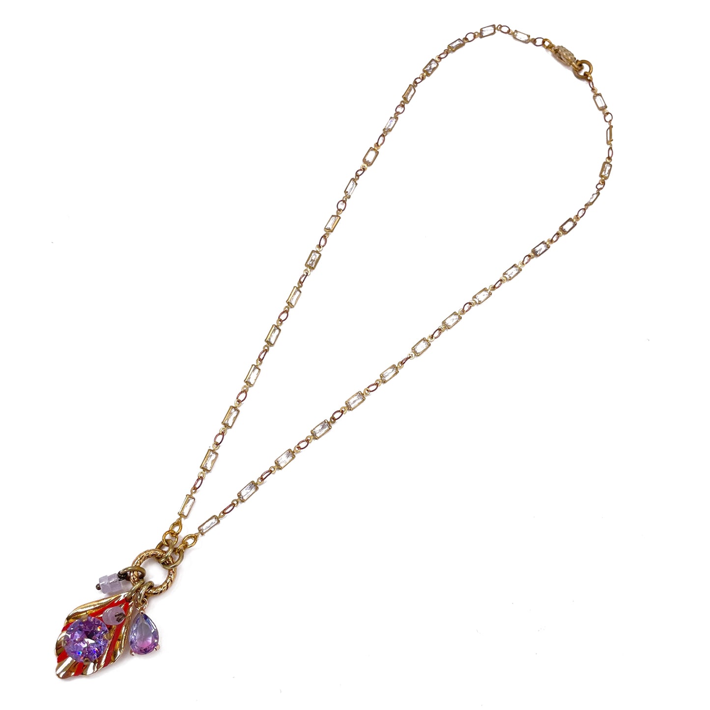 Hibiscus Necklace with Charms and Lilac Crystal