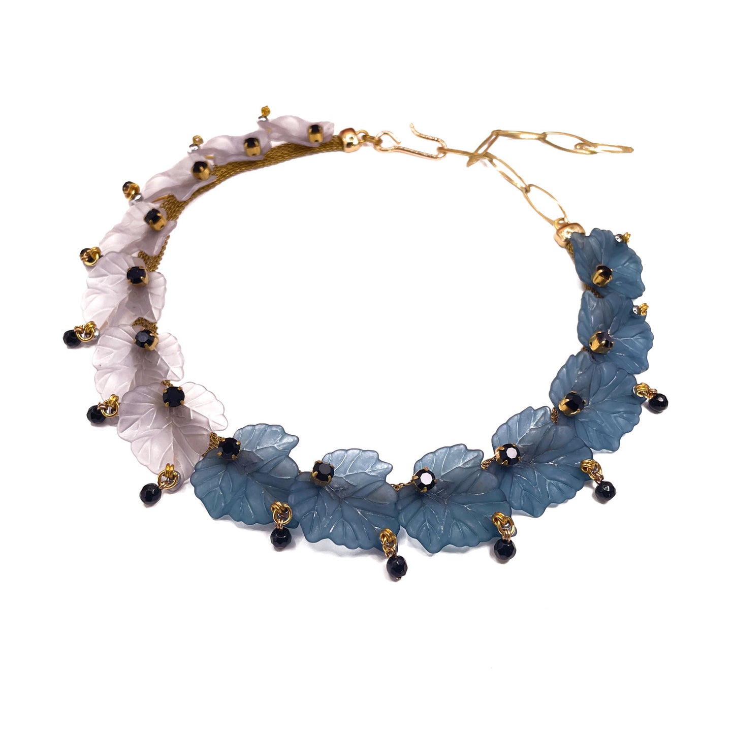 Elanor Girocollo con Foglie Blu e Grigie
