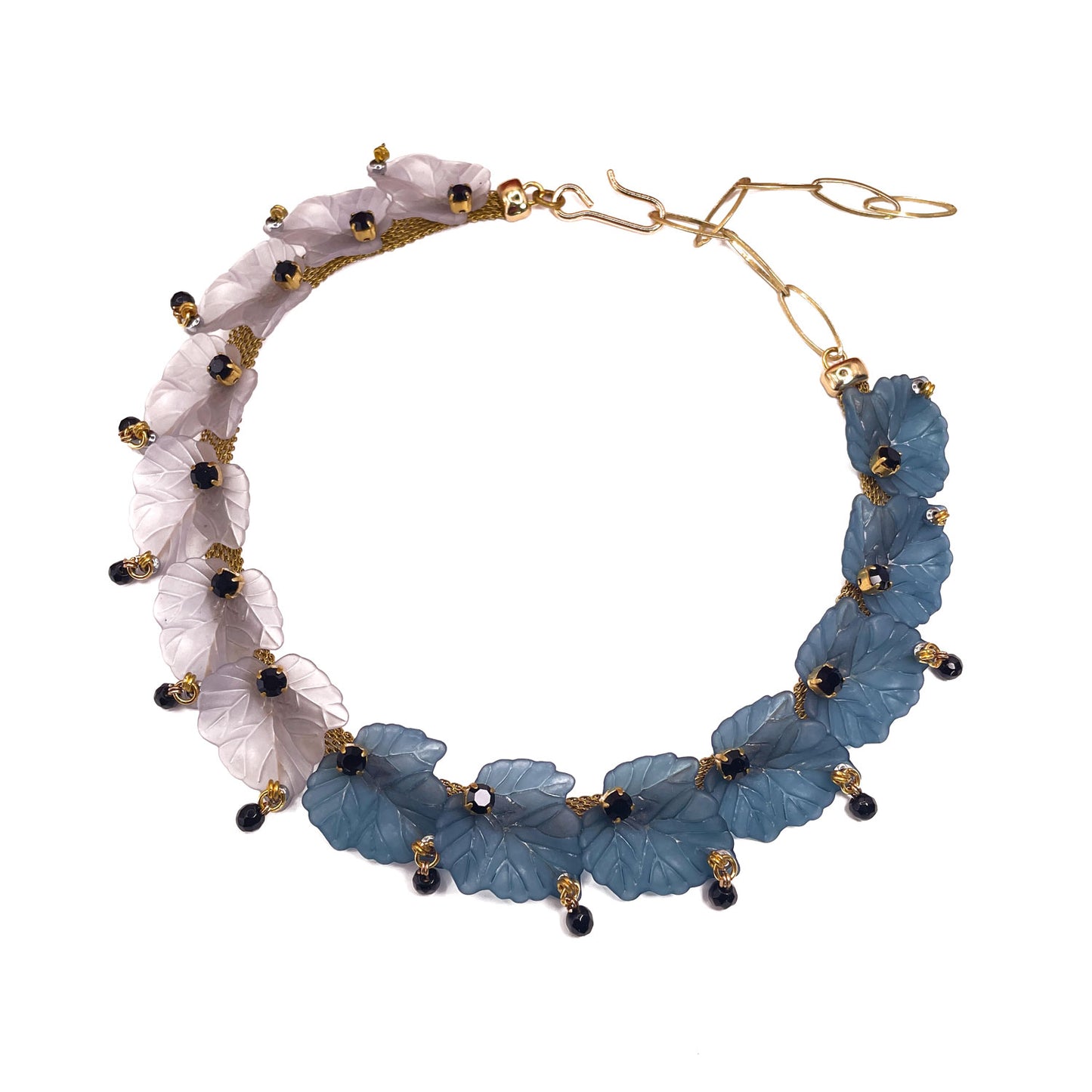 Elanor Girocollo con Foglie Blu e Grigie