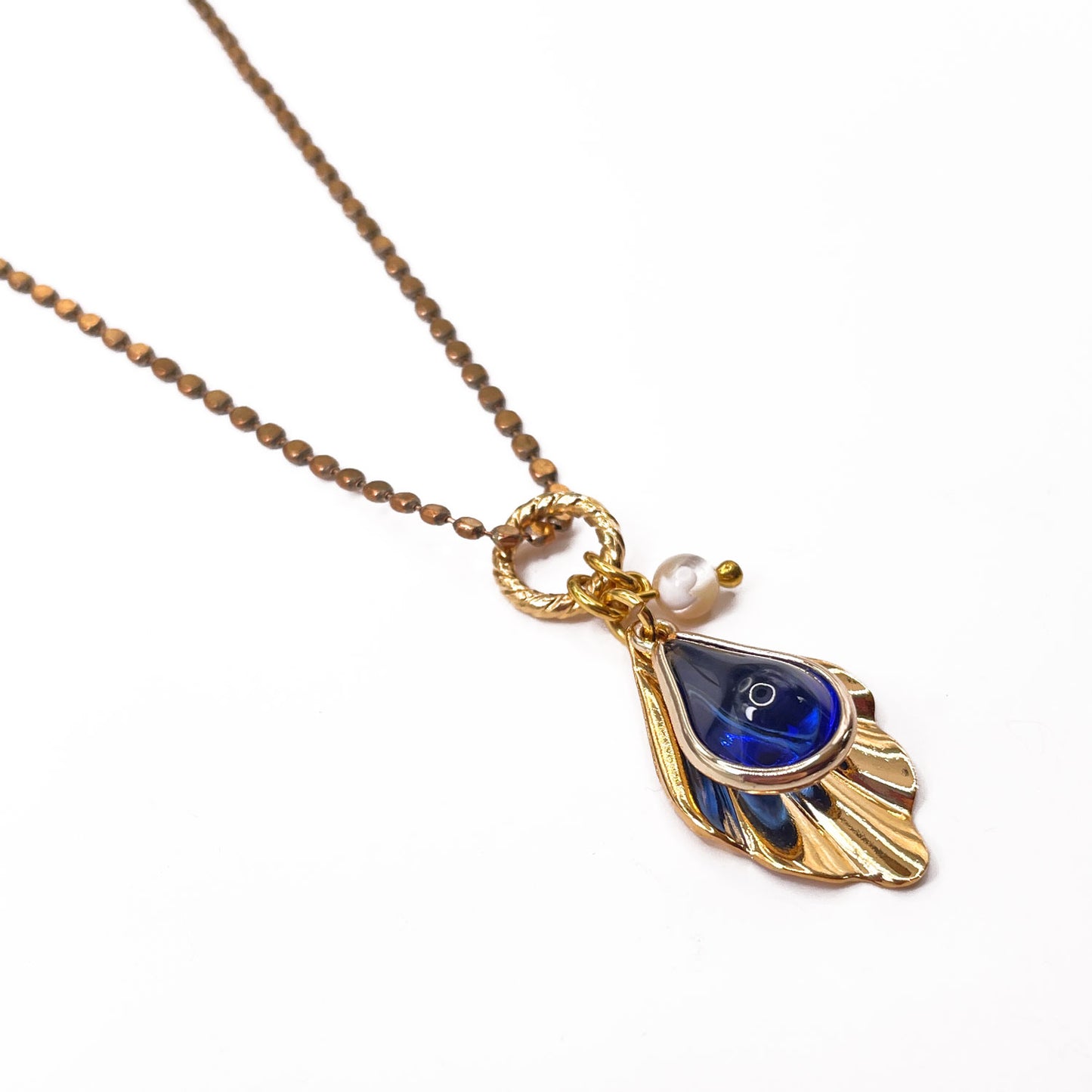 Disa Necklace with Blue Glass Drop