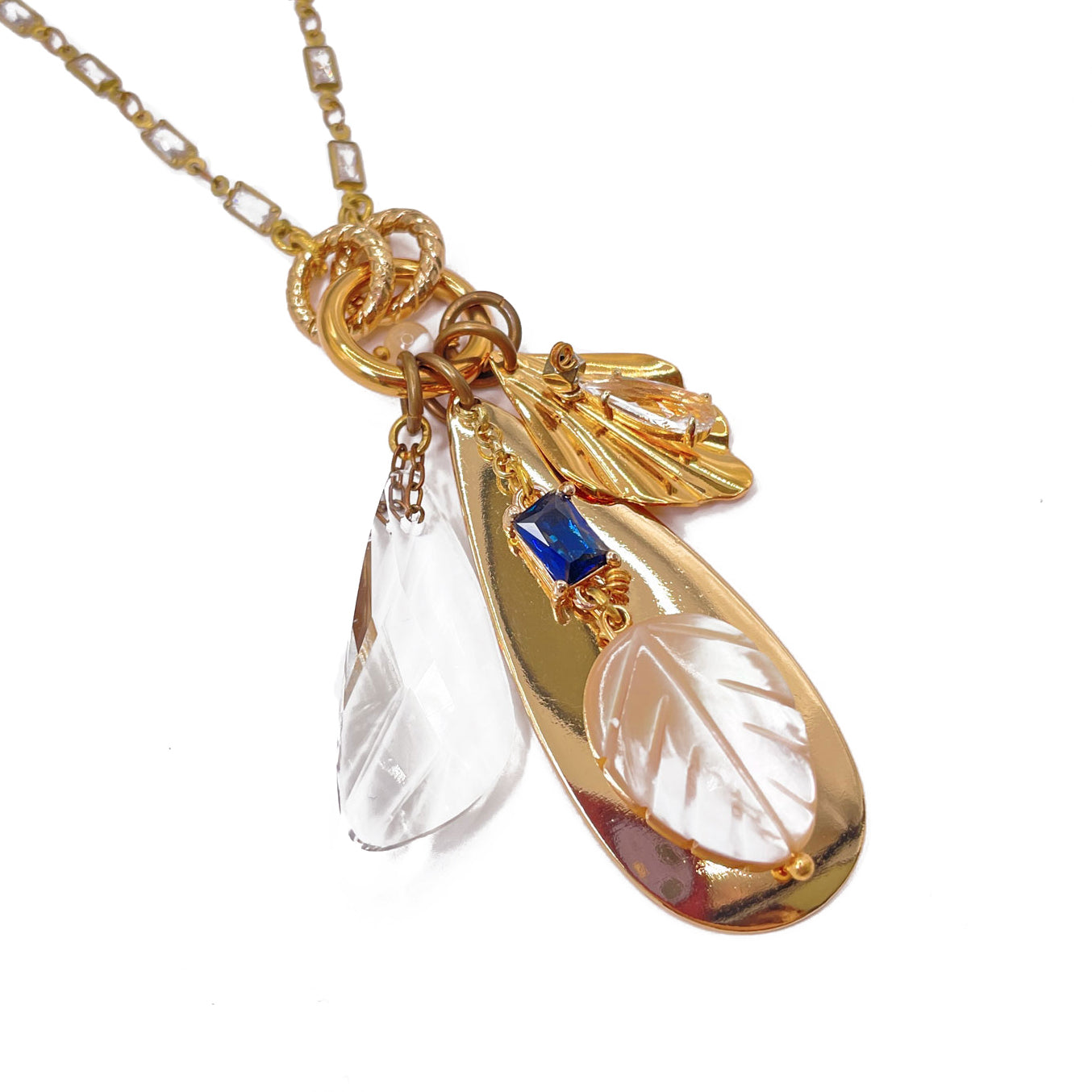Alchemilla Long Necklace with Zircon Chain