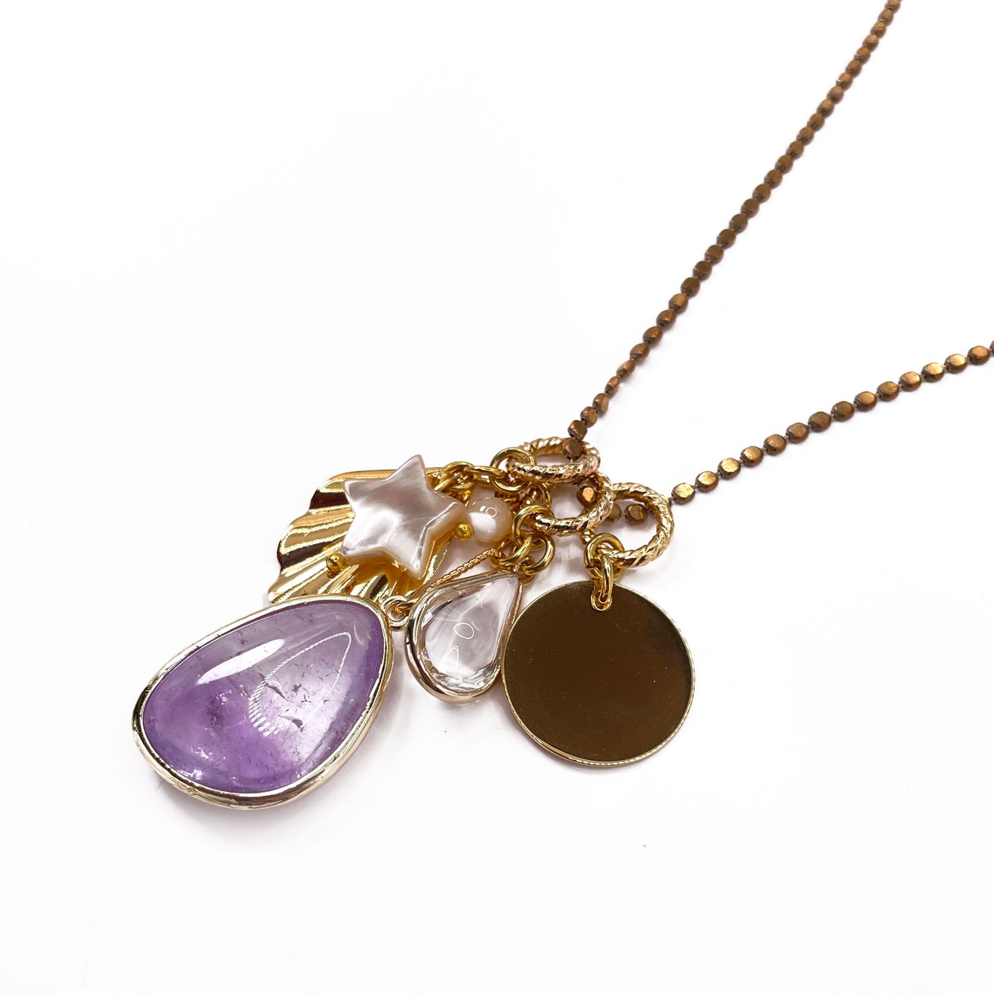 Disa Long Necklace with Amethyst Pendant