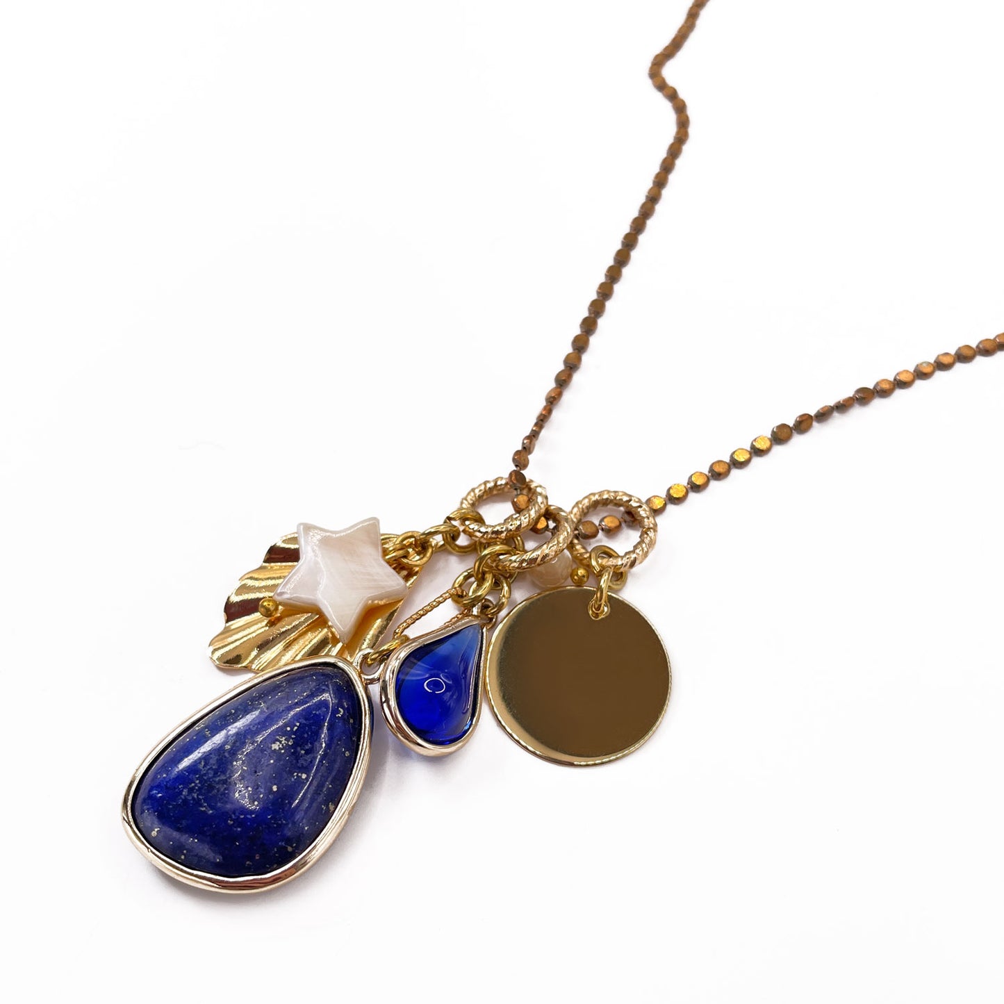Disa Long Necklace with Lapis Lazuli Pendant