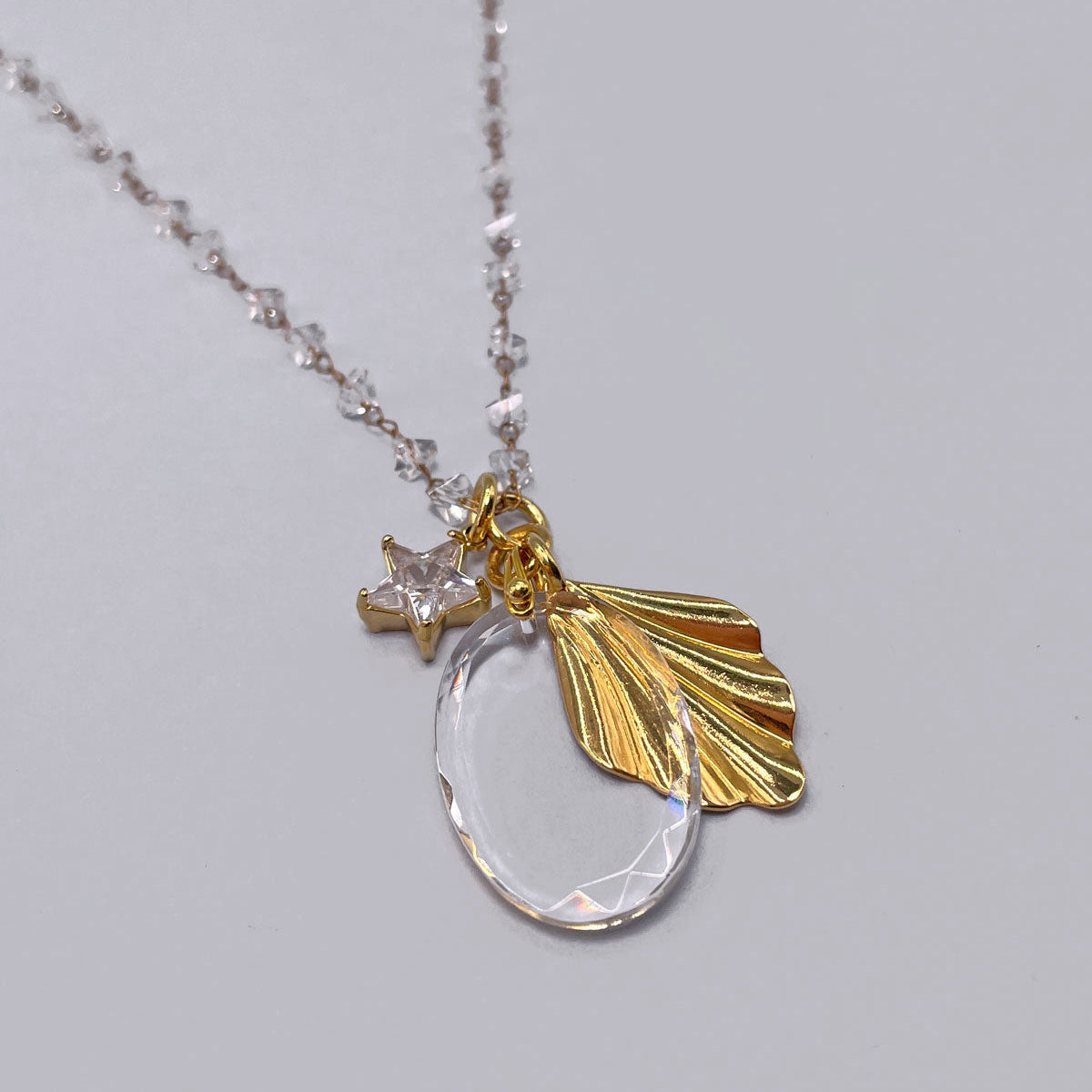 Necklace with Glass Oval Pendant