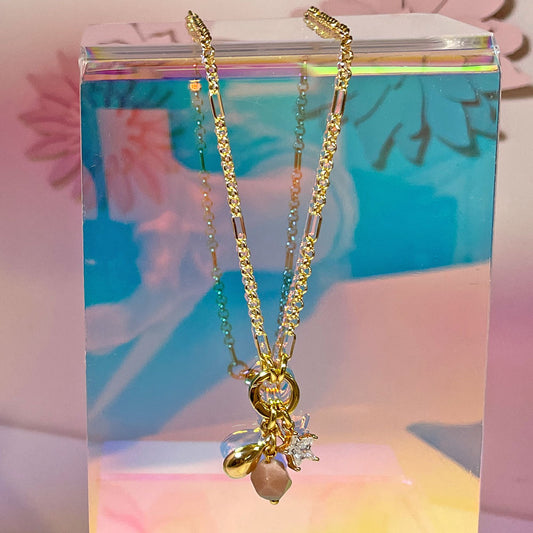 Collana con Stellina e Pietra di Luna Sfaccettata