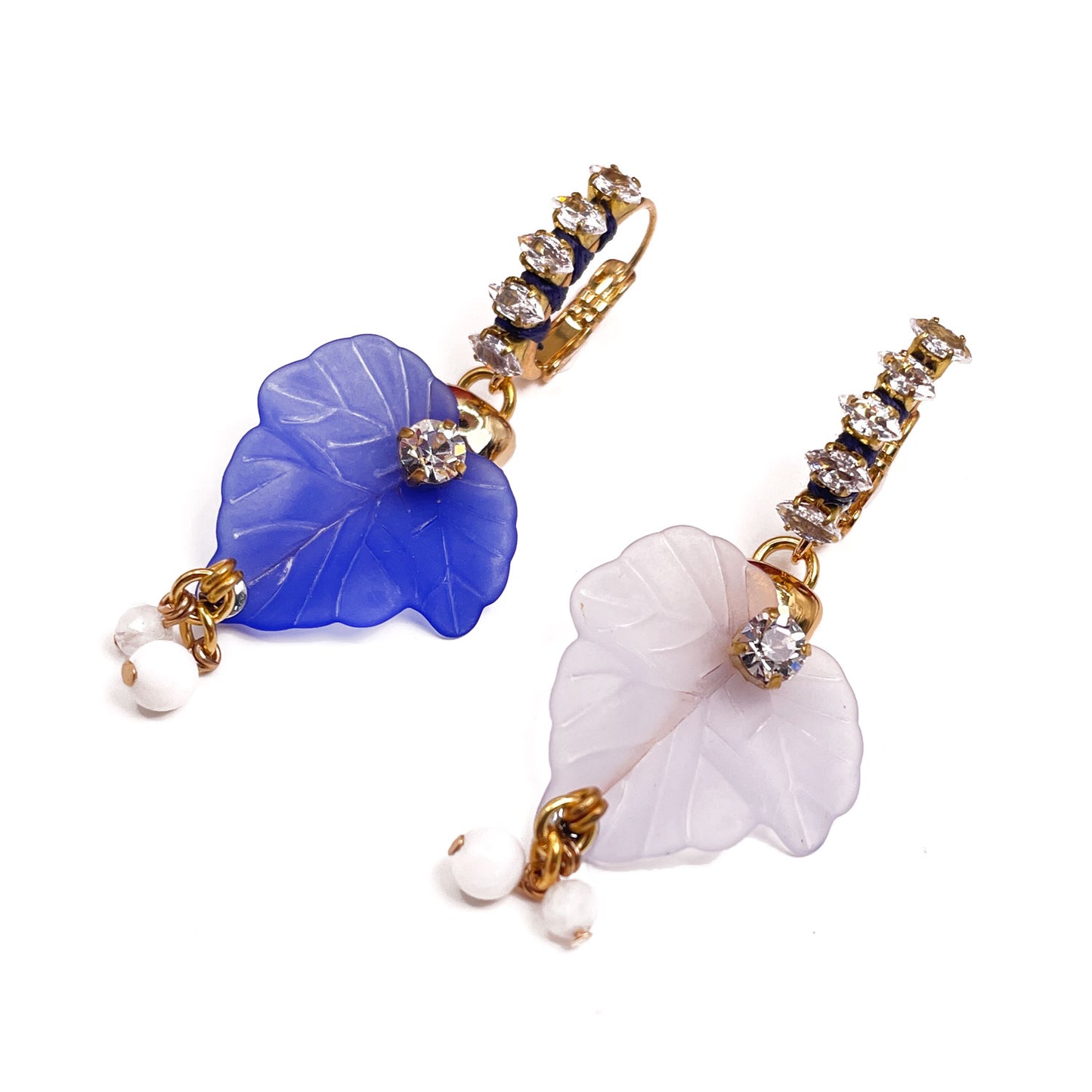 Elanor Earrings with Blue and baby Blue Leaves