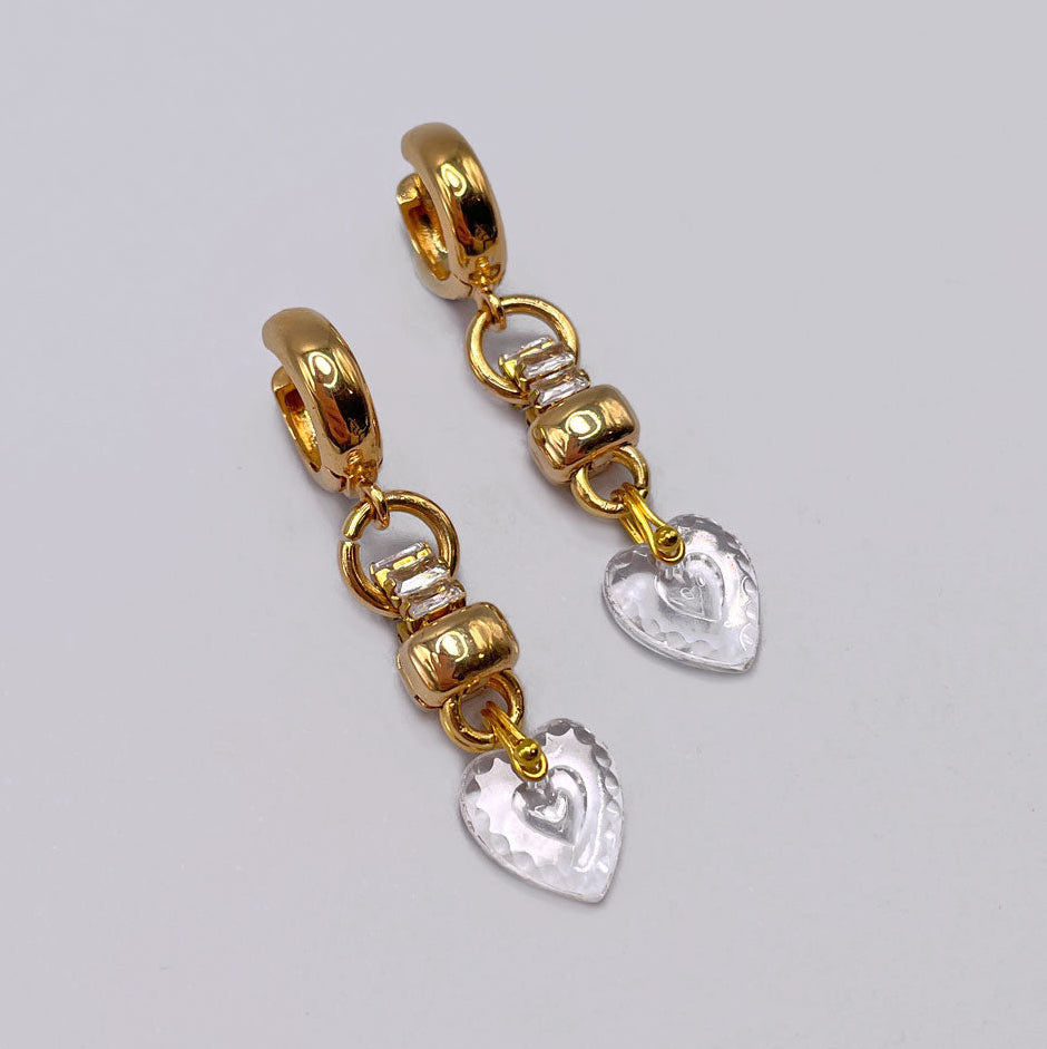 Orecchini con Cuori in Vetro Vintage