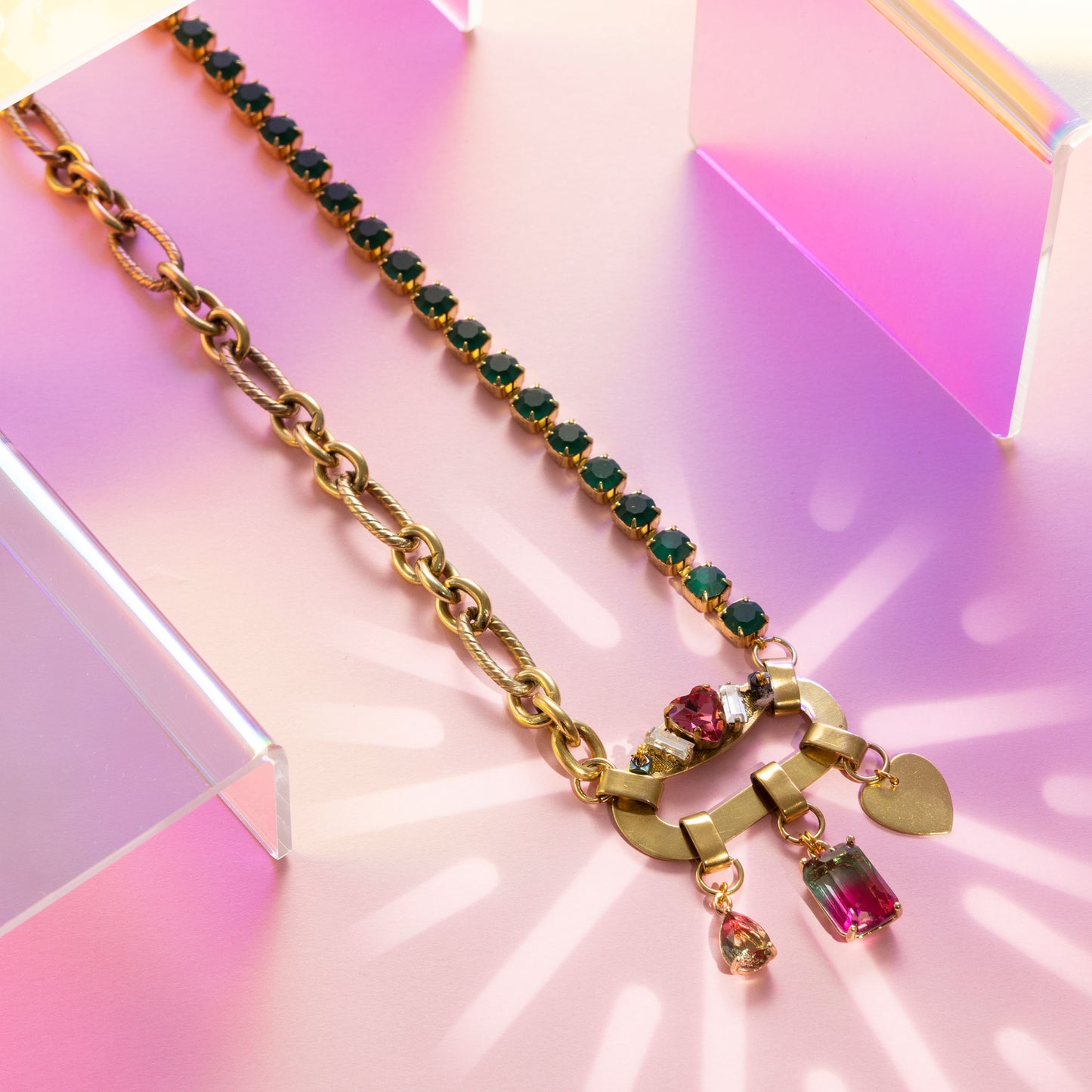 Collana Ipazia con Cristalli Verdi