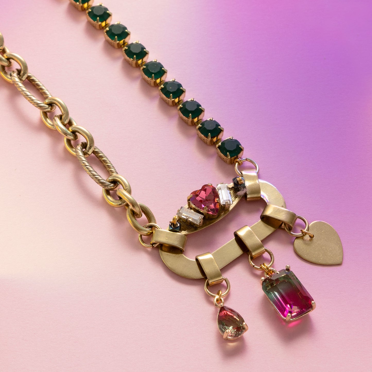 Collana Ipazia con Cristalli Verdi