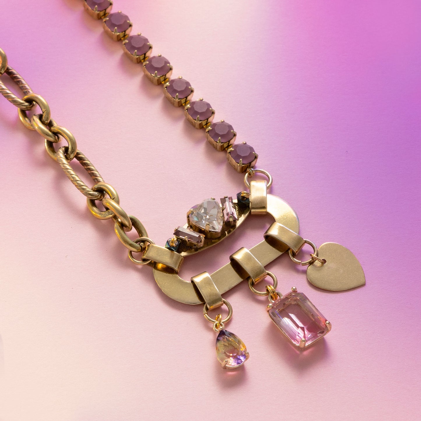 Collana Ipazia con Cristalli Lilla