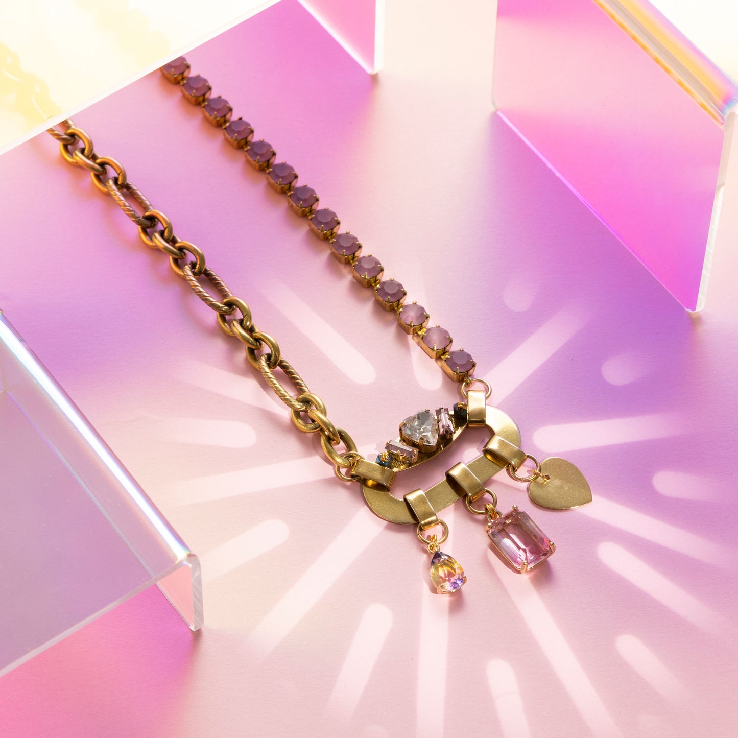 Collana Ipazia con Cristalli Lilla