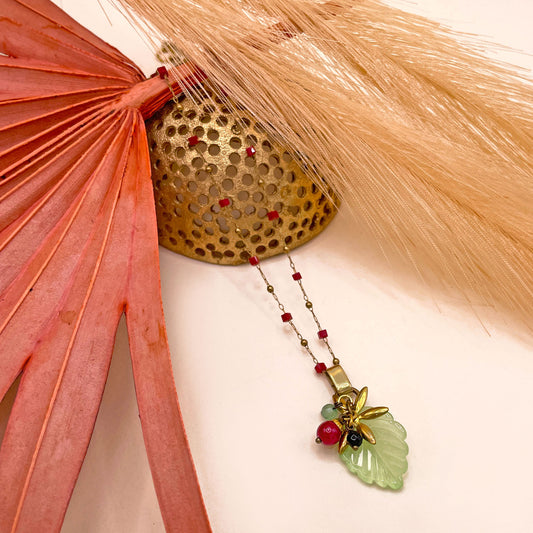 Frutti Di Bosco Necklace with Glass Leaf