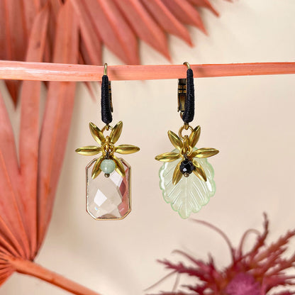 Frutti di Bosco Leaf and Crystal Pendant Earrings