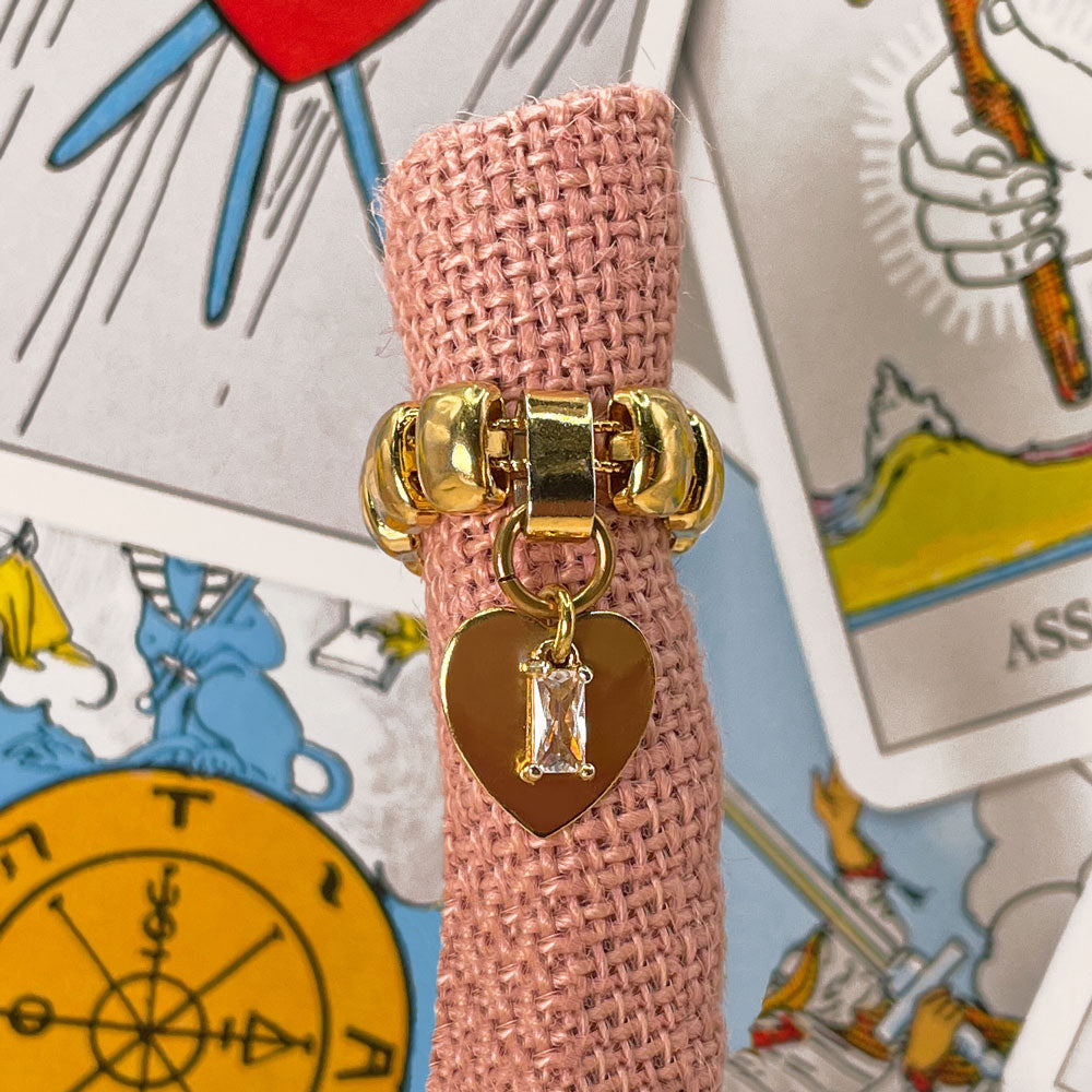 Gold Band Ring with Pendant Heart