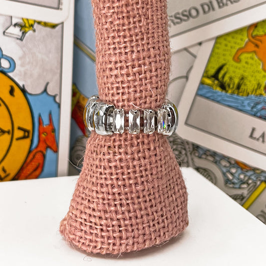 Silver Band Ring with Zircons