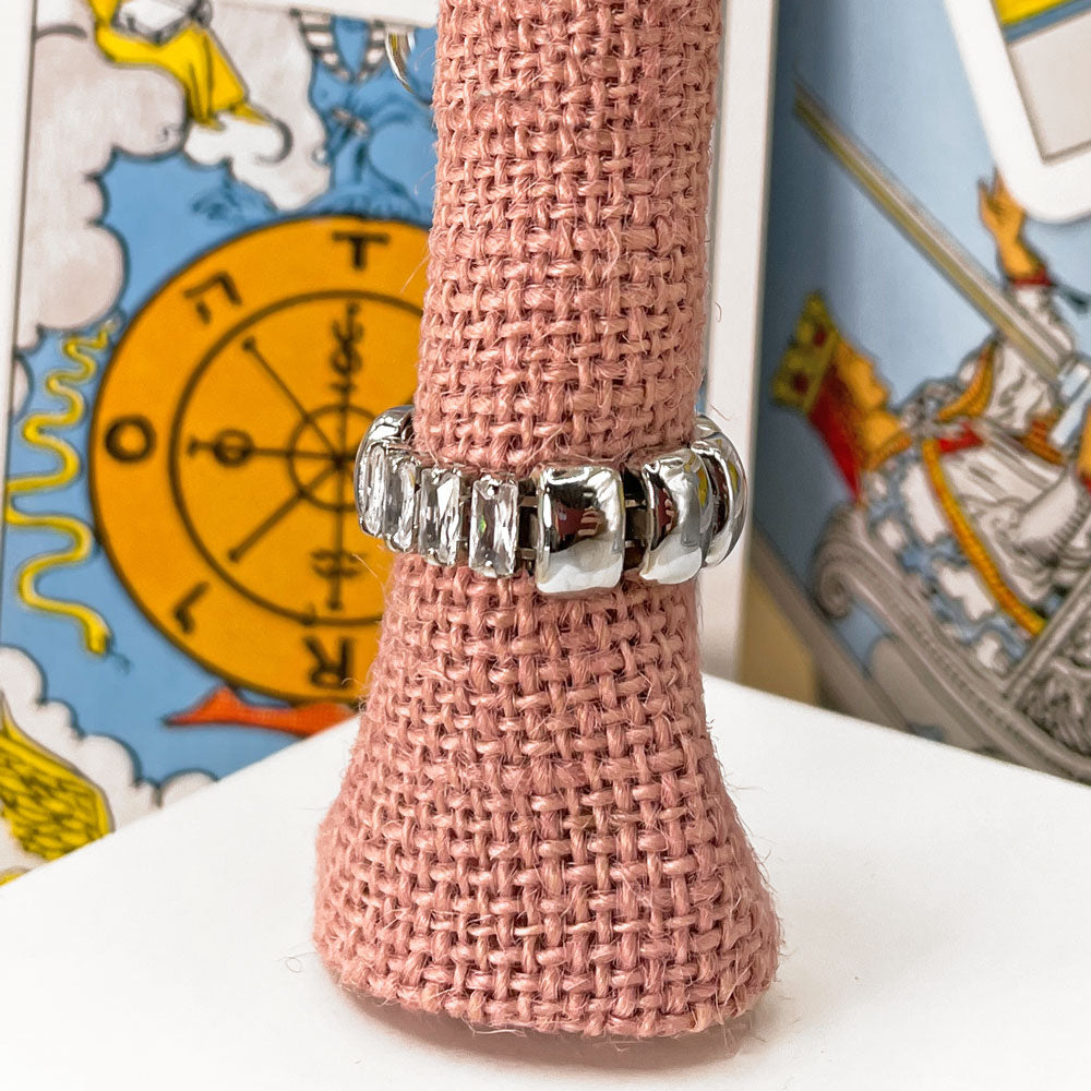 Silver Band Ring with Zircons