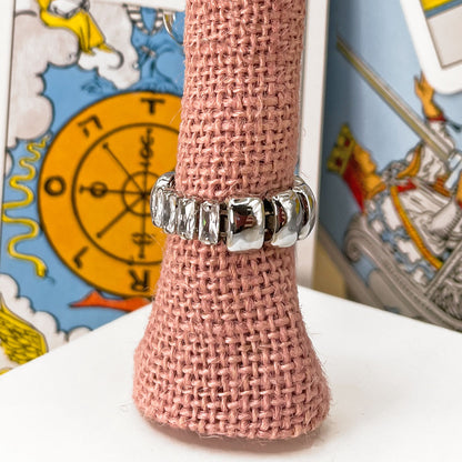 Silver Band Ring with Zircons