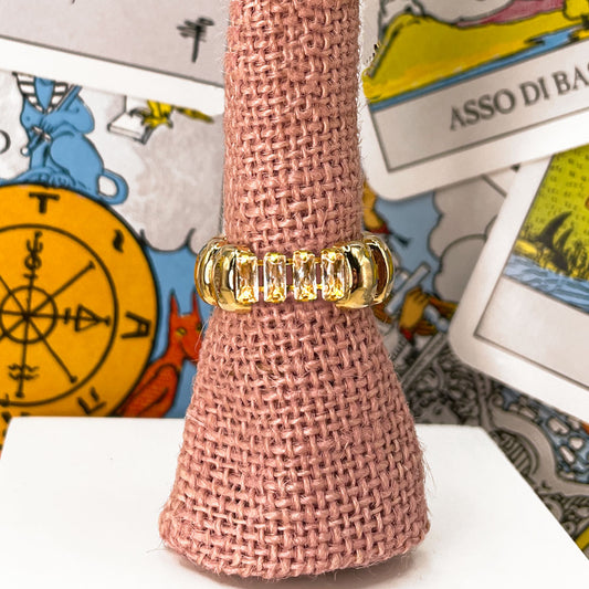 Gold Band Ring with Zircons