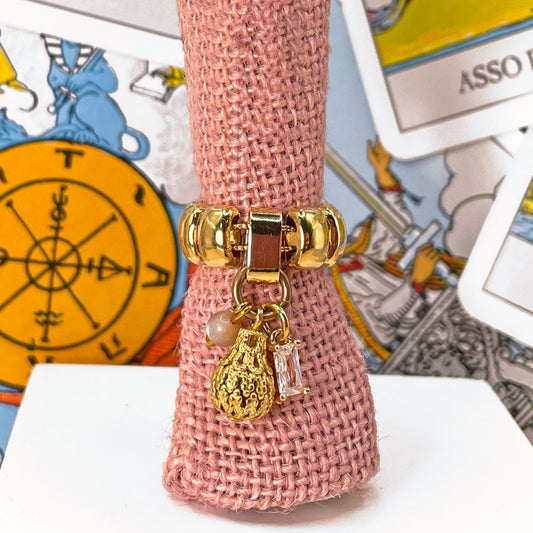 Gold Band Ring with Pendants
