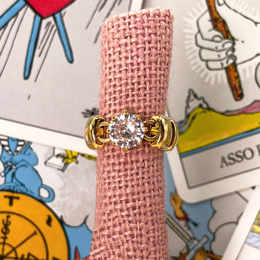 Gold Solitaire Ring with Round Zircon