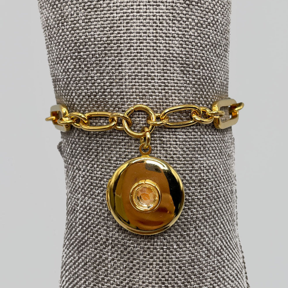 Bracciale con Catena in Ottone e Medaglione Vintage