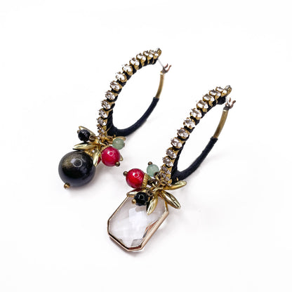 Frutti di Bosco Hoop Earrings with Black Silk Thread