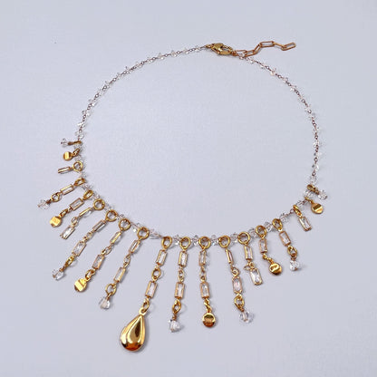 Collana con Cascata di Zirconi e Mini Locket 