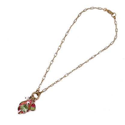 Hibiscus Necklace with Charms and Mint Crystal