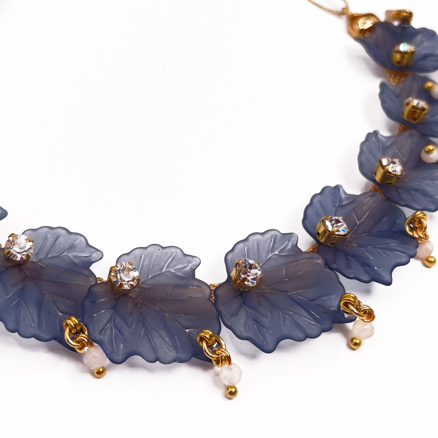 Elanor Girocollo con Foglie Blu e Grigie