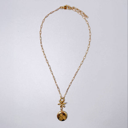 Collana con Medaglione Vintage Tondo e Catena di Zirconi