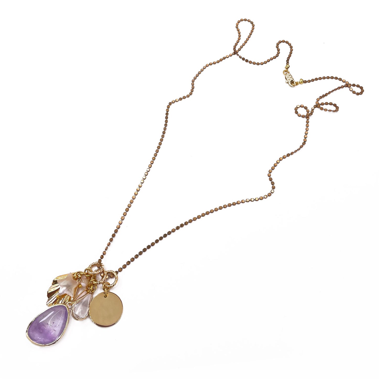 Disa Long Necklace with Amethyst Pendant