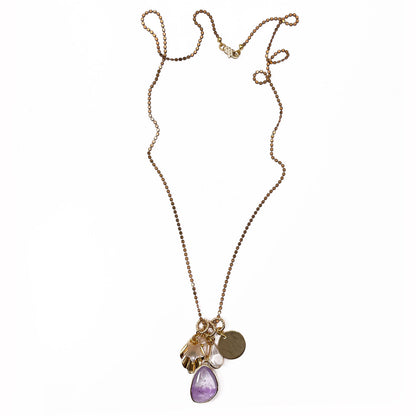 Disa Long Necklace with Amethyst Pendant