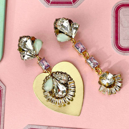 Teodora Lilac Heart Asymmetrical Earrings