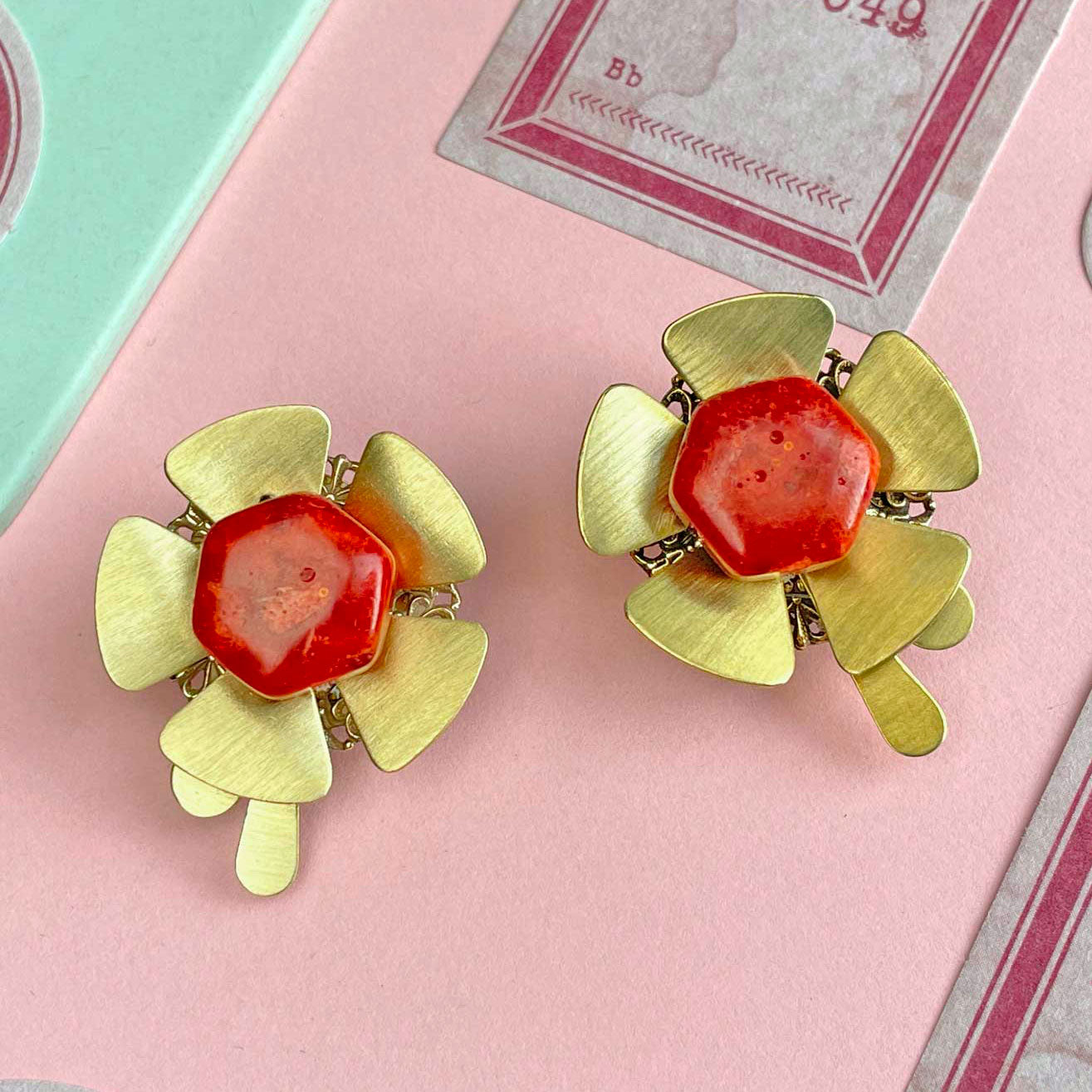 Poppy Stud Earrings with Flowers