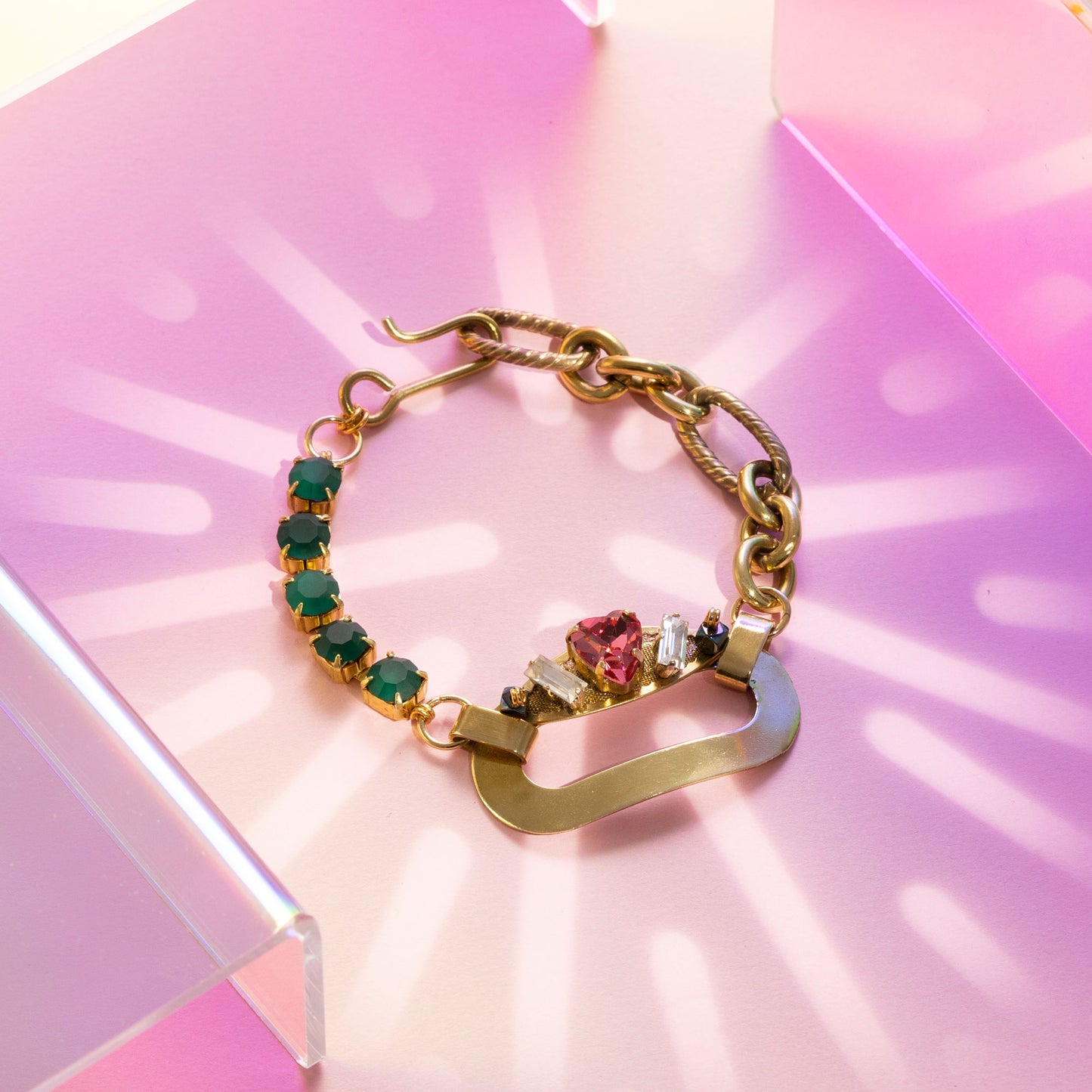 Ipazia Bracelet with Green Crystals