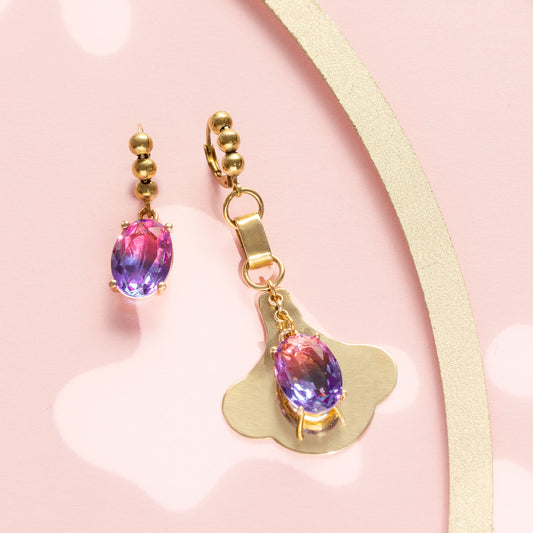 Talia Purple Asymmetrical Earrings